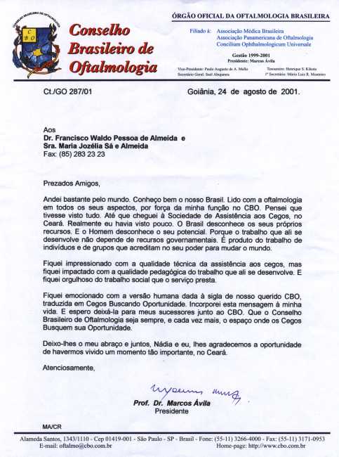 Correspondncia do Prof. Marcos vila