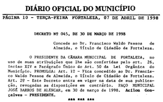 DIRIO OFICIAL DO MUNICPIO DE FORTALEZA - TERA-FEIRA, 07 DE ABRIL DE 1998