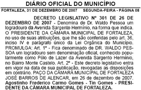DIRIO OFICIAL DO MUNICPIO DE FORTALEZA - SEGUNDA-FEIRA, 31 DE DEZEMBRO DE 2007