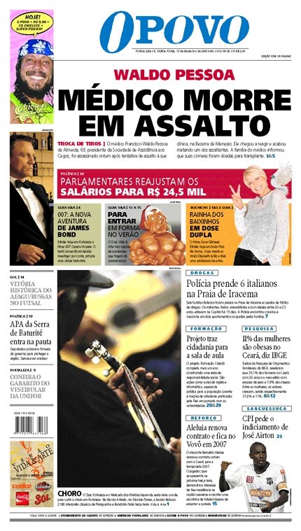 CAPA DO JORNAL O POVO DO DIA 15/12/2006