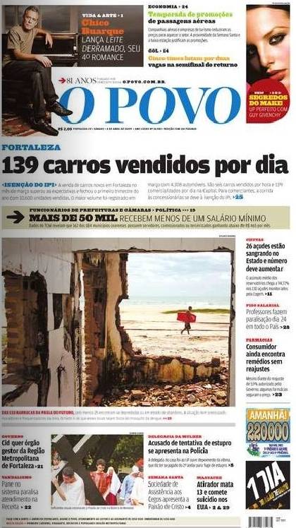 CAPA DO JORNAL O POVO DO DIA 04/04/2009